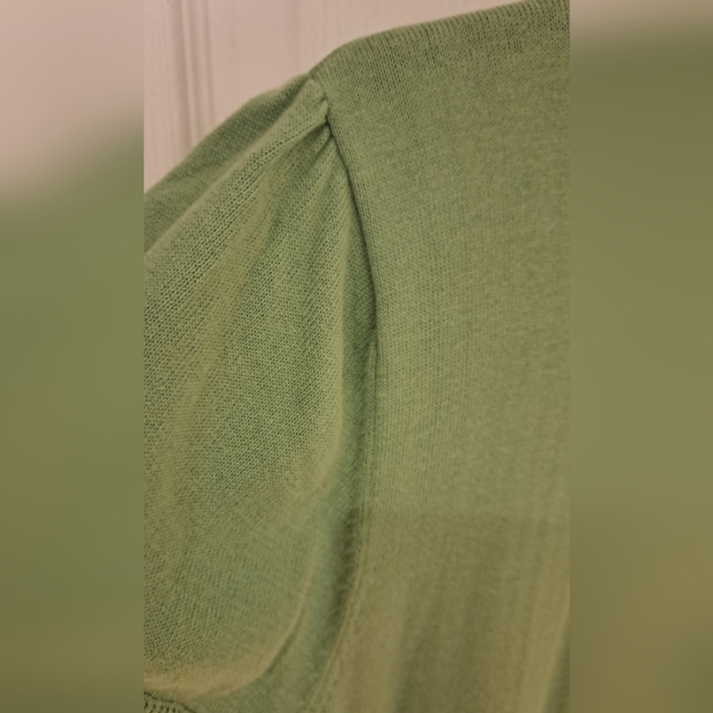 Jessica Sage Green Textured Button Down Knit Shirt - Picture 6 of 6